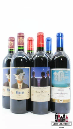 René Magritte 1995: 2x Chateau Montus 1995, 2x Chateau Liversan 1995 & 2x Prélude à Grand Puy Ducasse 1995 (6 Bottles In OWC) -Drank Sale Winkel chateau grand puy ducasse rene magritte 1995 2x ch 2