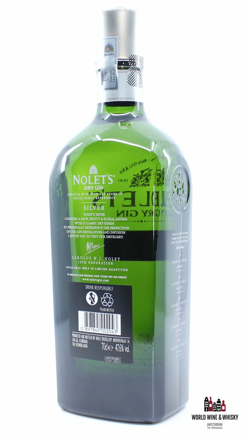 Nolet's Dry Gin Silver Imported - Gin From Holland 47.6% 4 Nolet's Dry Gin Silver Imported - Gin From Holland 47.6% - Image 2