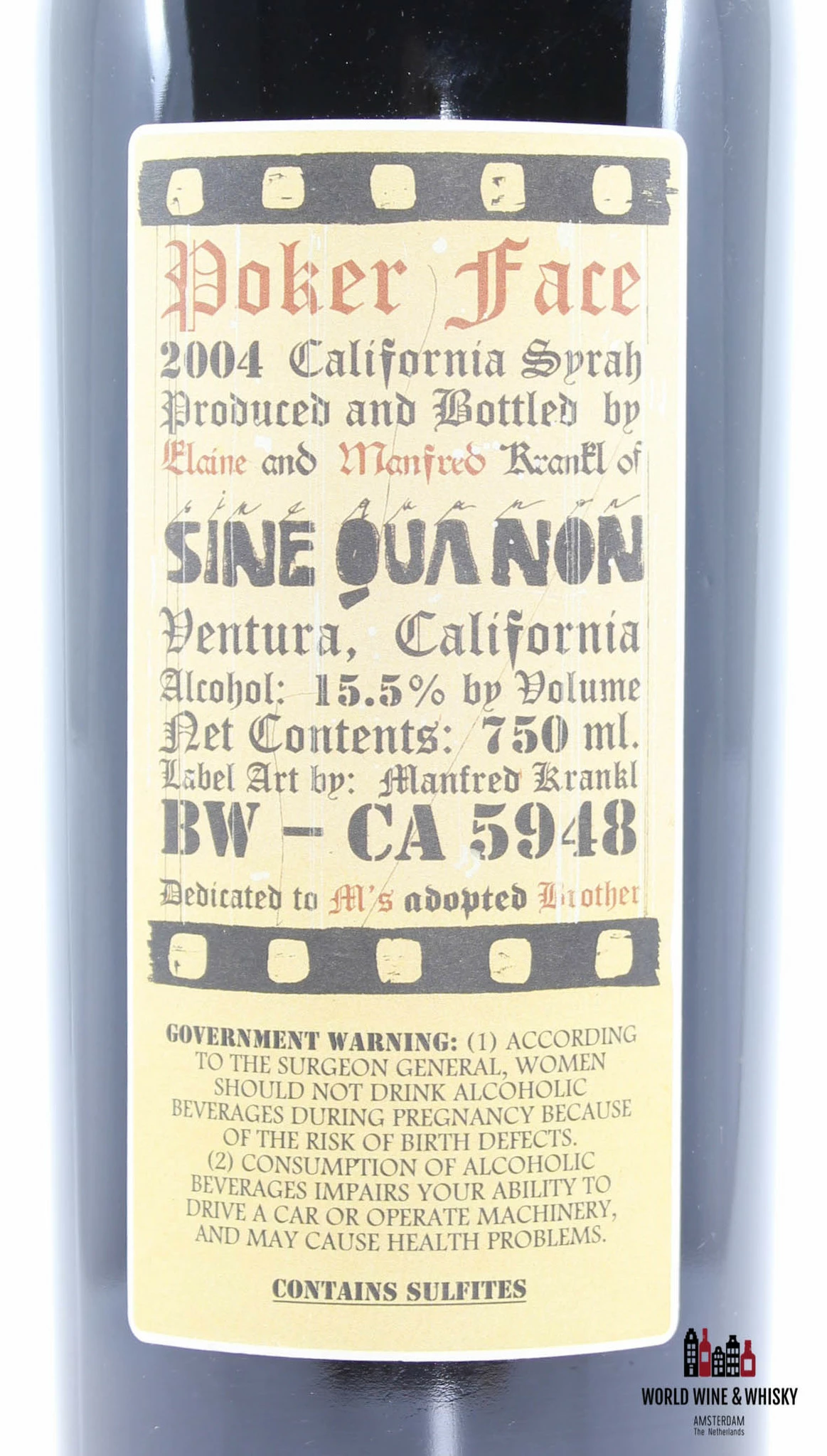 Sine Qua Non - Poker Face 2004 - Syrah 15.5% (100 Parker Points) 6 Sine Qua Non - Poker Face 2004 - Syrah 15.5% (100 Parker Points) - Image 4