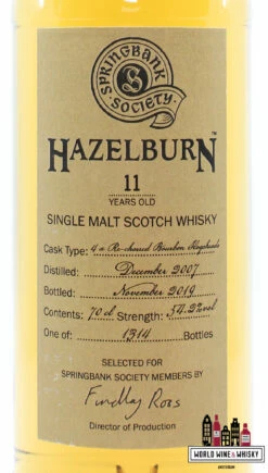 Hazelburn 11 Years Old 2007 2019 - Society Bottling - Springbank 54.2% (1 Of 1314) -Drank Sale Winkel springbank hazelburn 11 years old 2007 2019 societ 3