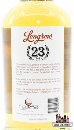 Longrow 23 Years Old 2022 - Single Cask - Limited Edition - The Nectar, Belgium (Springbank) 43.4% (1 Of 210) 8 Longrow 23 Years Old 2022 - Single Cask - Limited Edition - The Nectar, Belgium (Springbank) 43.4% (1 Of 210) -Drank Sale Winkel springbank longrow 23 years old 2022 single cask l 2